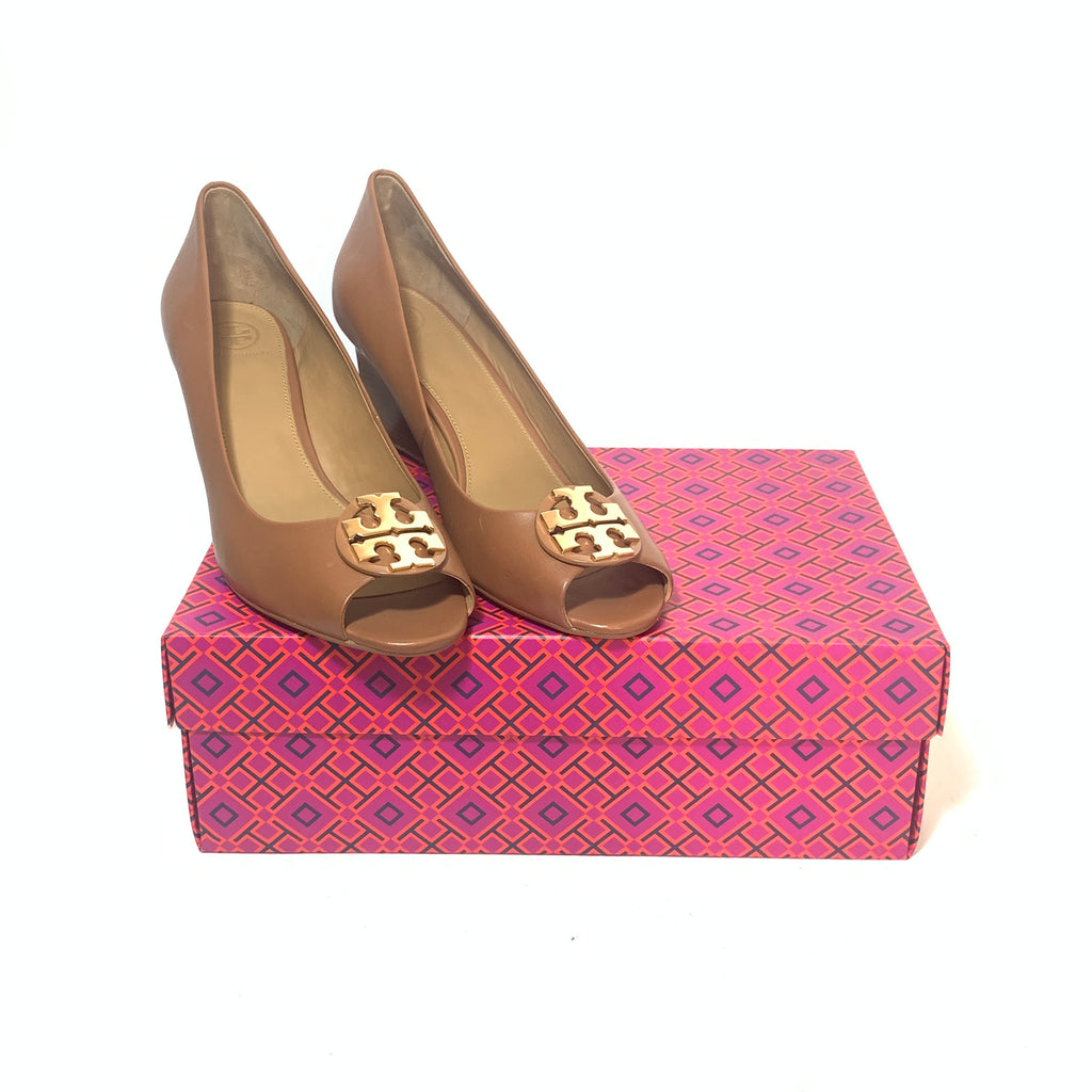 Tory Burch Tan 'Claire' Peep-Toe Wedges | Brand New | | Secret Stash