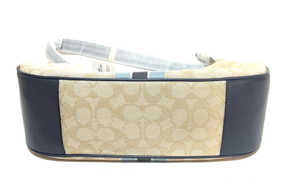 Coach Beige & Blue Striped Monogram Hobo Bag | Brand New | | Secret Stash