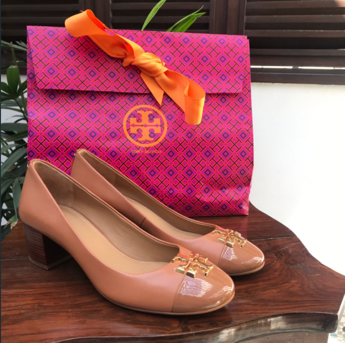 Tory burch Tan Leather 'Everly' Cap-toe Pumps | Brand New | | Secret Stash