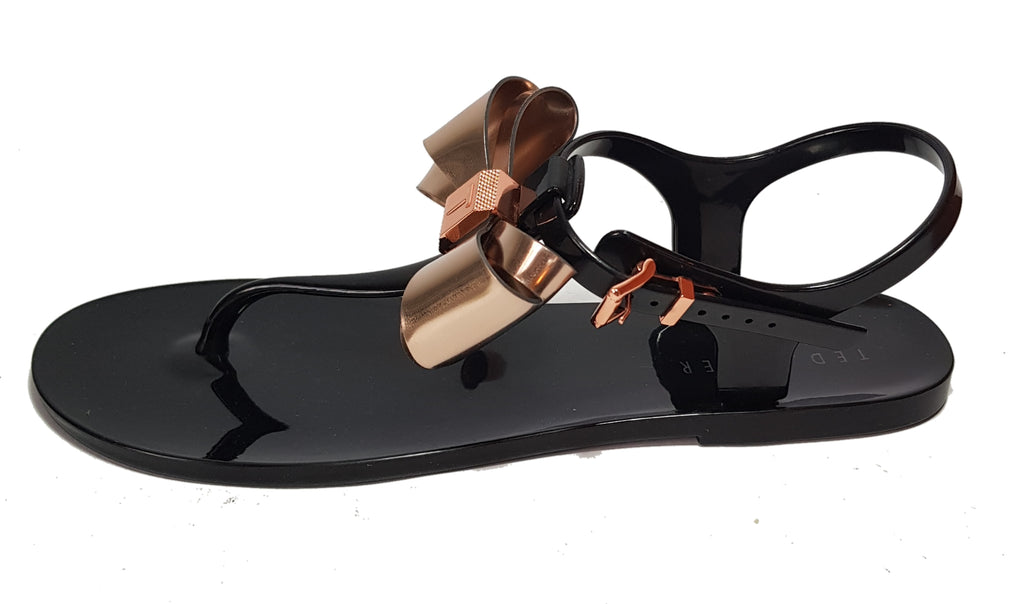 Ted Baker Black & Rose Gold 'AINDA' Jelly Sandals | Gently Used ...