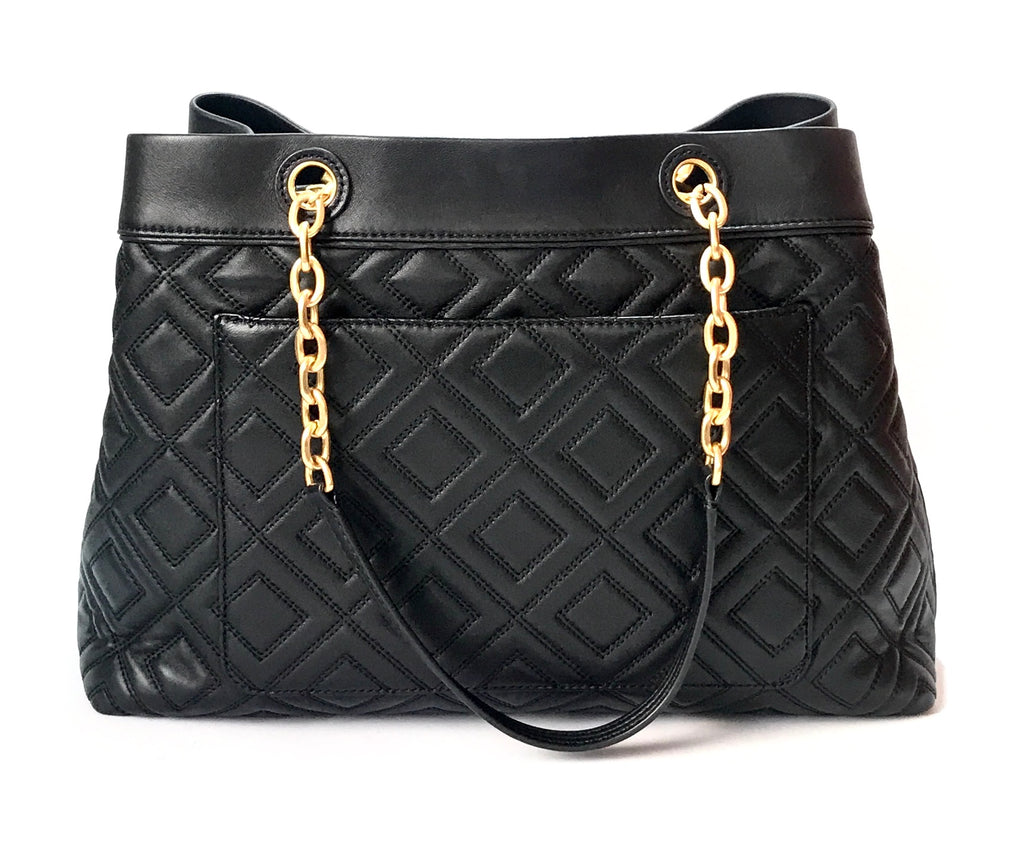 Tory Burch Black Leather Large FLEMING TOTE | Like New | | Secret Stash