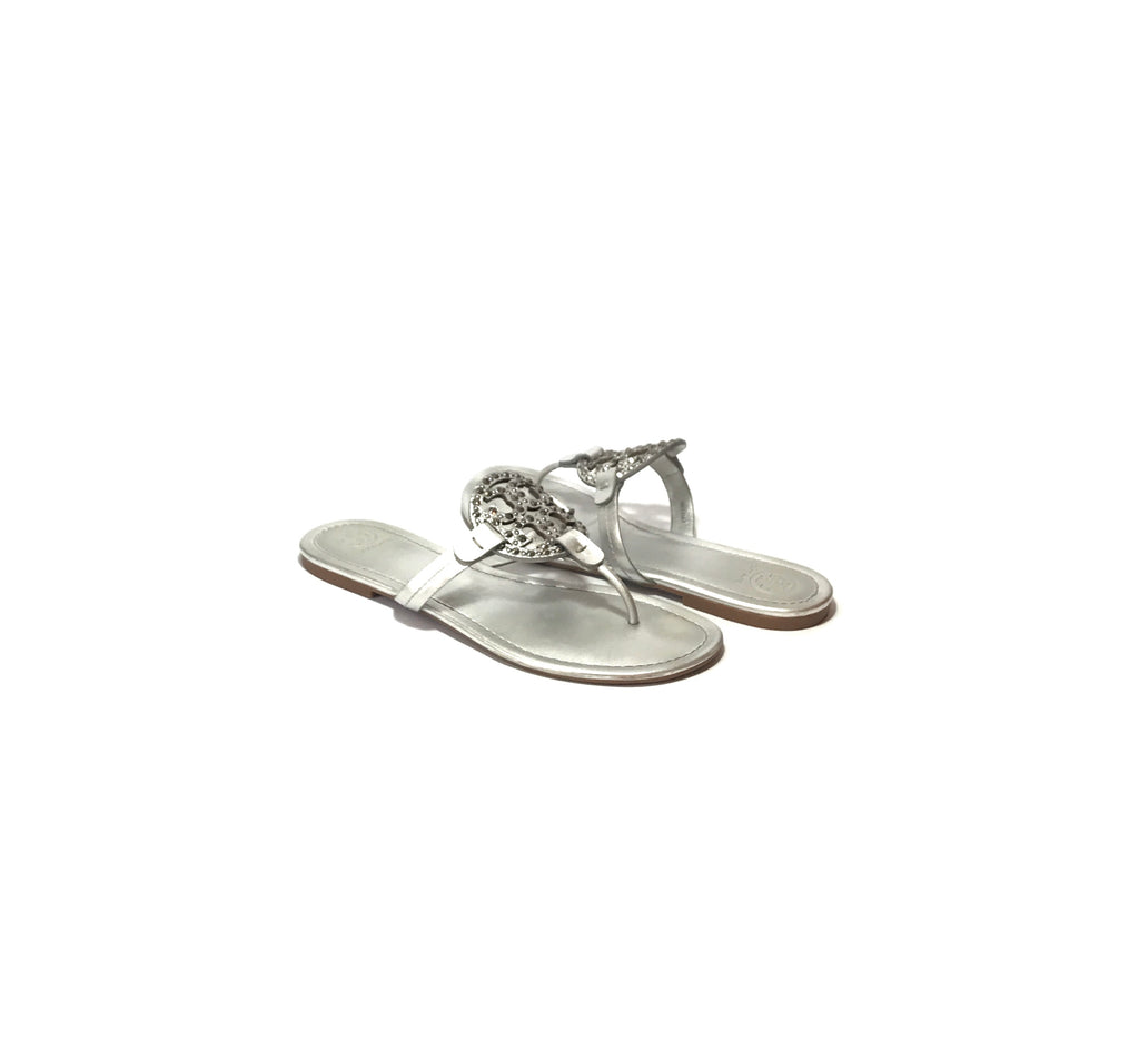 Tory Burch Silver Rhinestone Miller Sandals | Like New | | Secret Stash