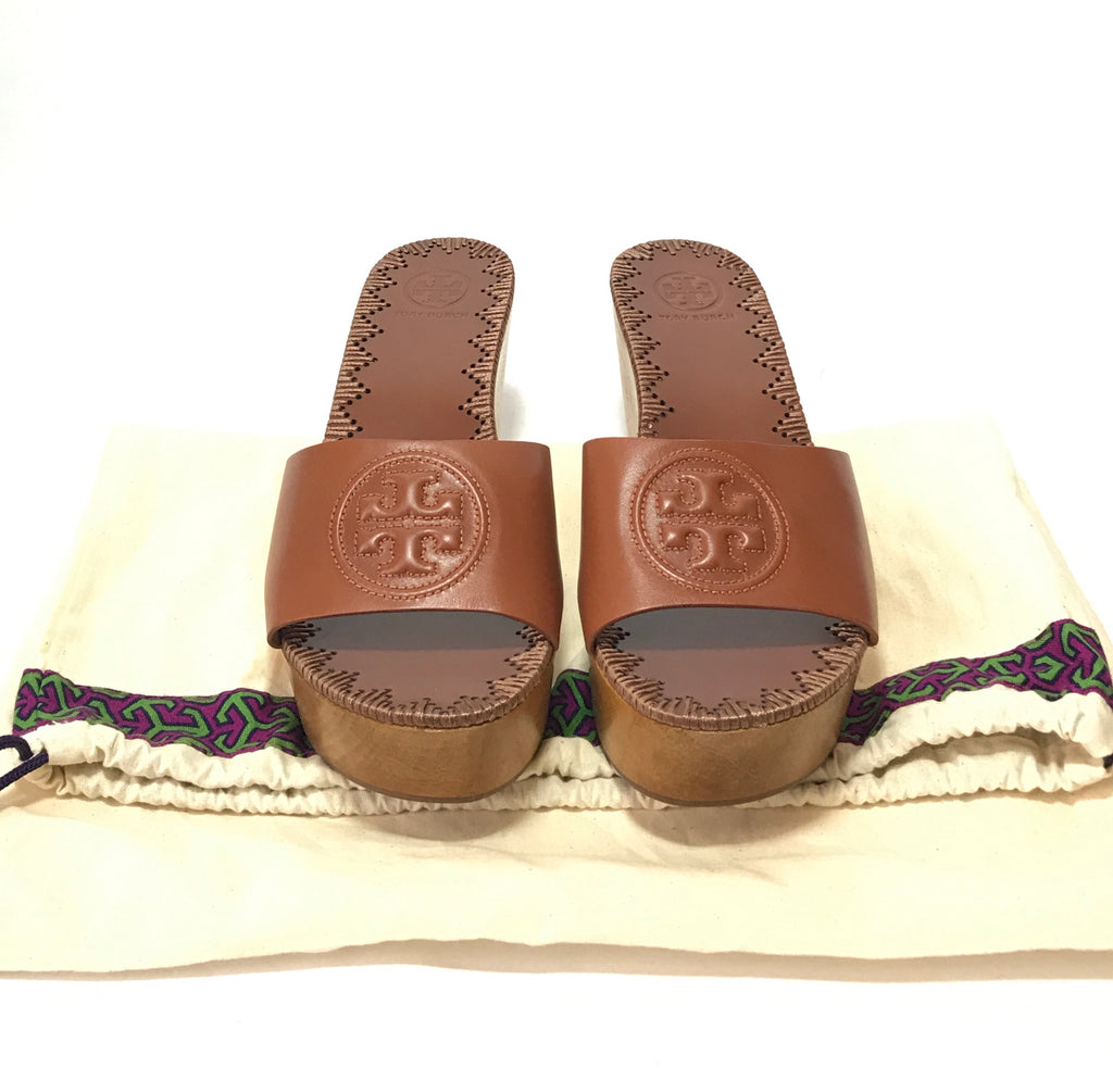 Tory Burch 'Patty' Tan Leather Platform Wedges | Brand New | | Secret Stash