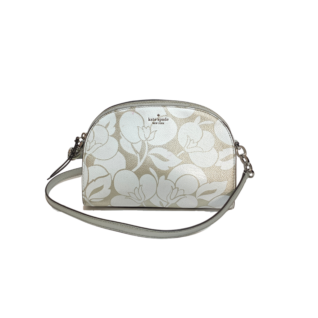 Kate Spade Silver & White Printed Leather Crossbody Bag | Gently Used |  Secret Stash