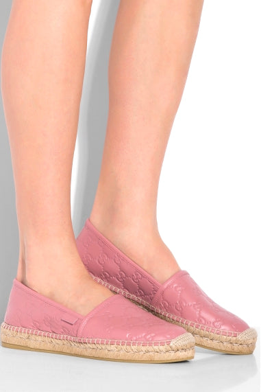 pink leather espadrilles