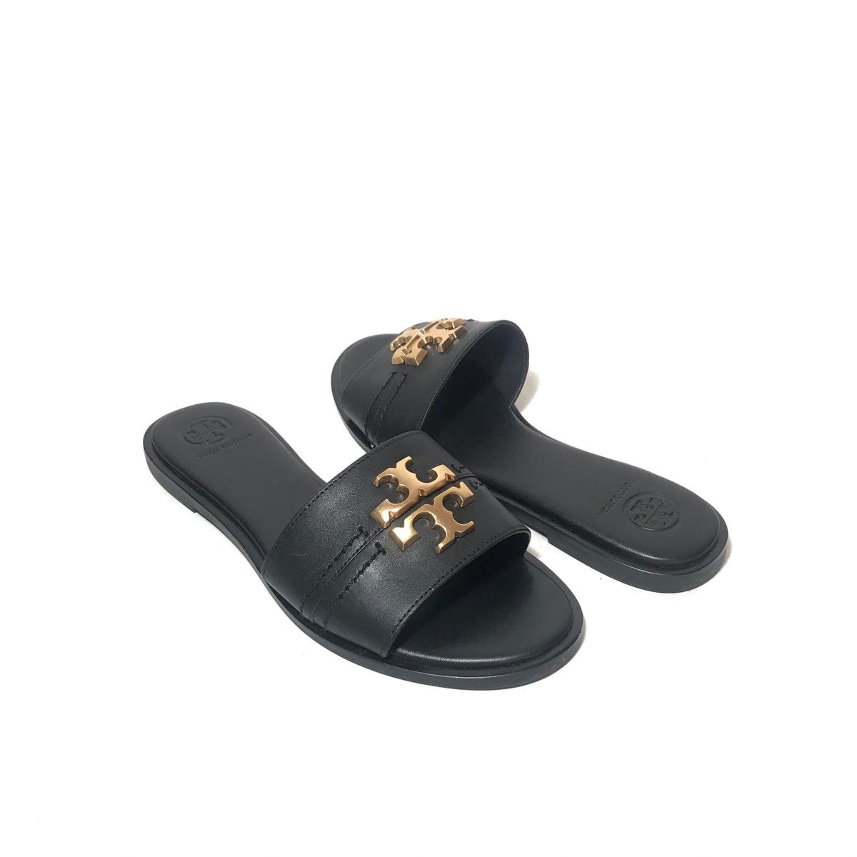 Tory Burch Black Leather Slides | Gently Used | | Secret Stash