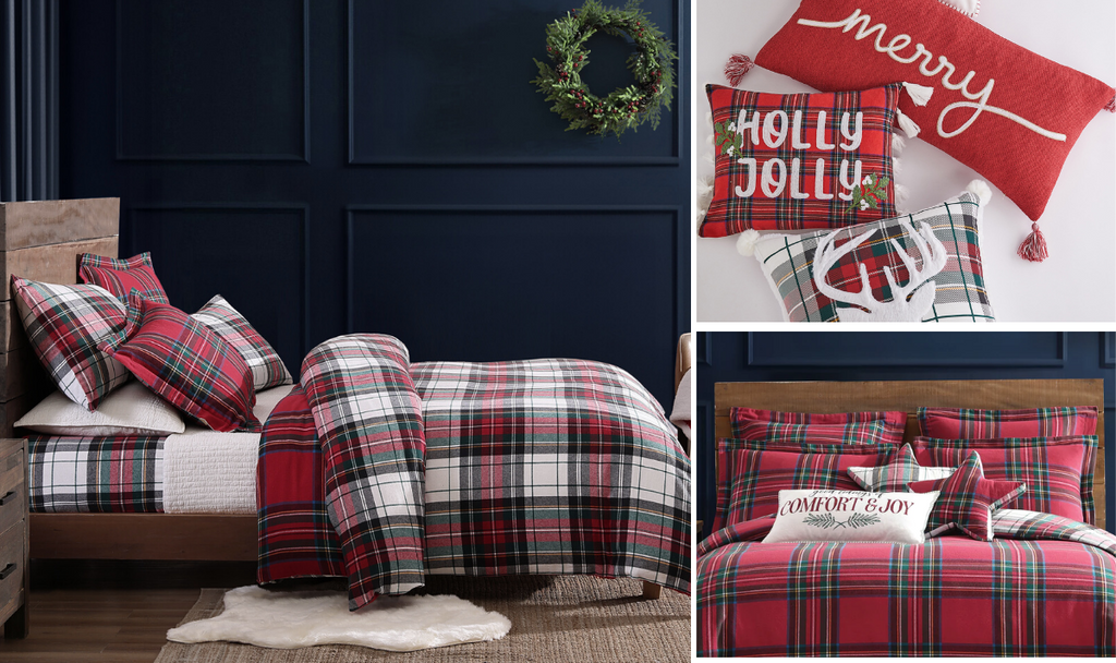 Luxury Christmas Bedding: Shop the Spencer Plaid Cotton Flannel Reversible Comforter Set by Levtex Home