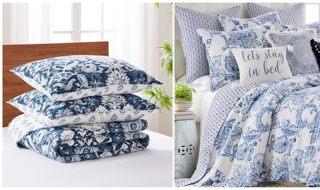 Summer themed bedding in blue by Levtex Home