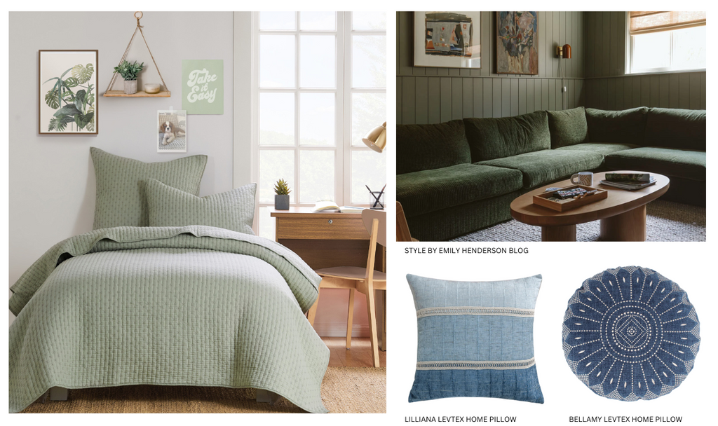 Blue and green bedding by Levtex Home