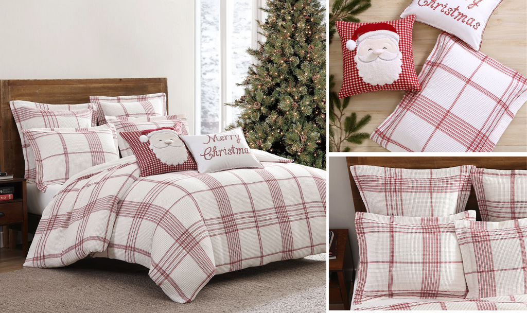 Luxury Christmas Bedding: Shop the Peppermint Plaid Woven Cotton Waffle Duvet Set by Levtex Home