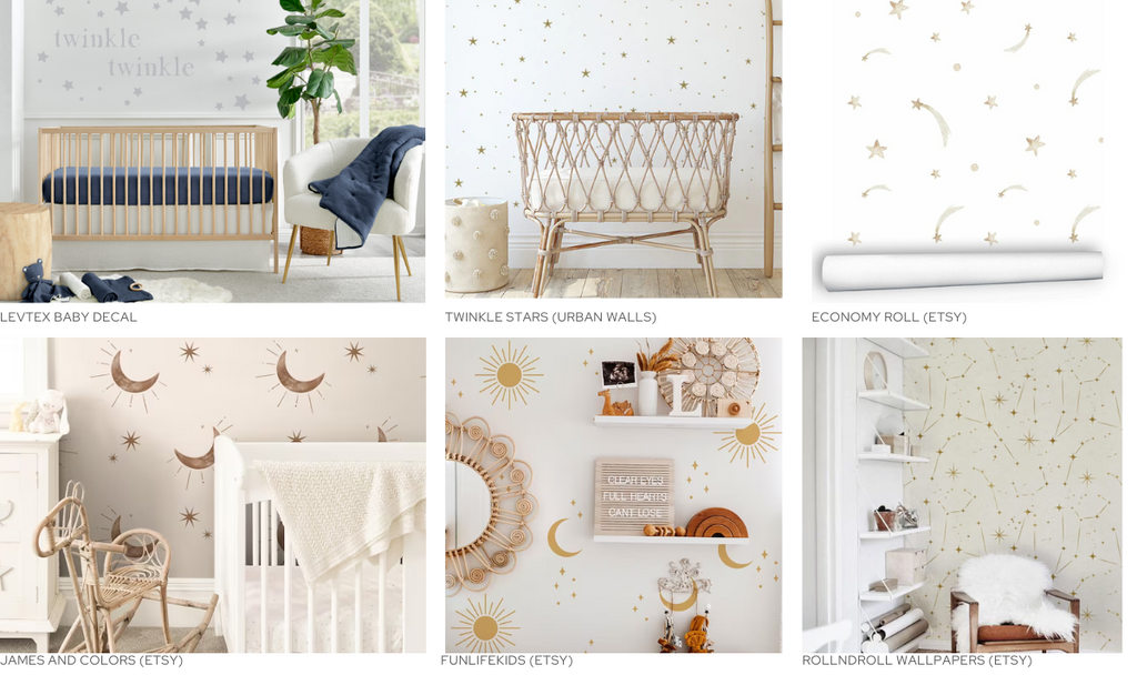 Stars and Moons as a nursery wall decoration
