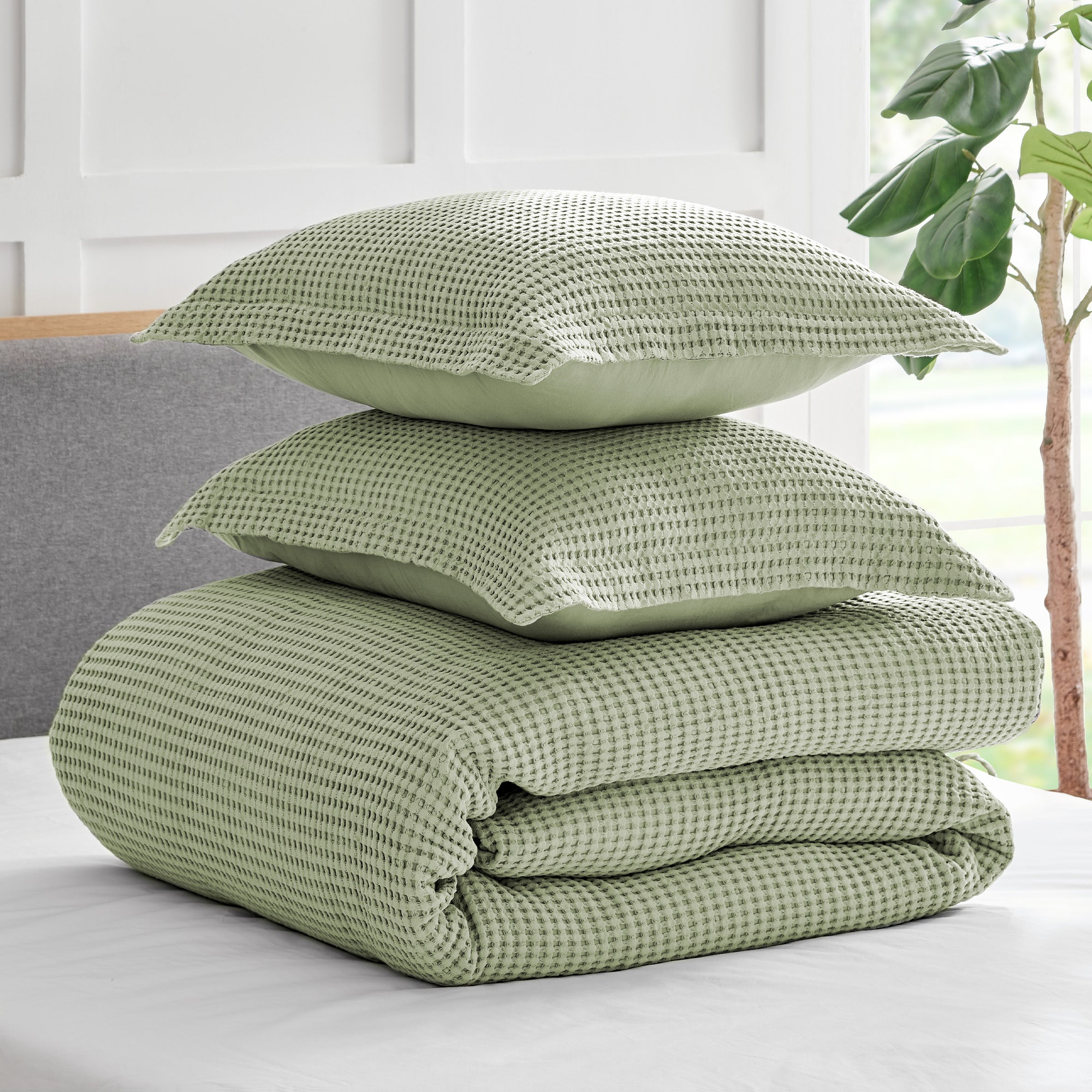 Oversized Quilted Solid Square Pillow Chambray - Threshold™