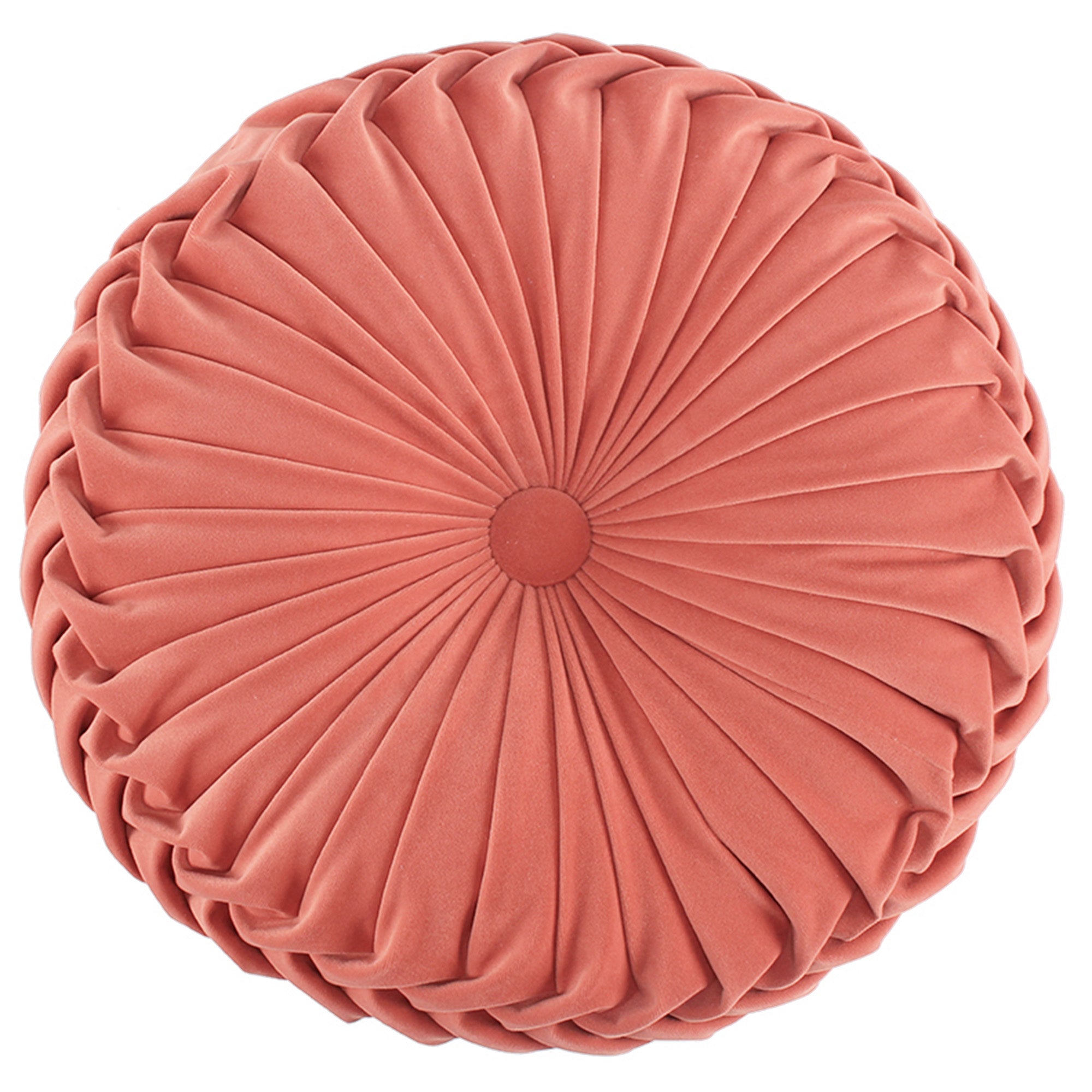 Neutral Velvet Pleated Round Pillow