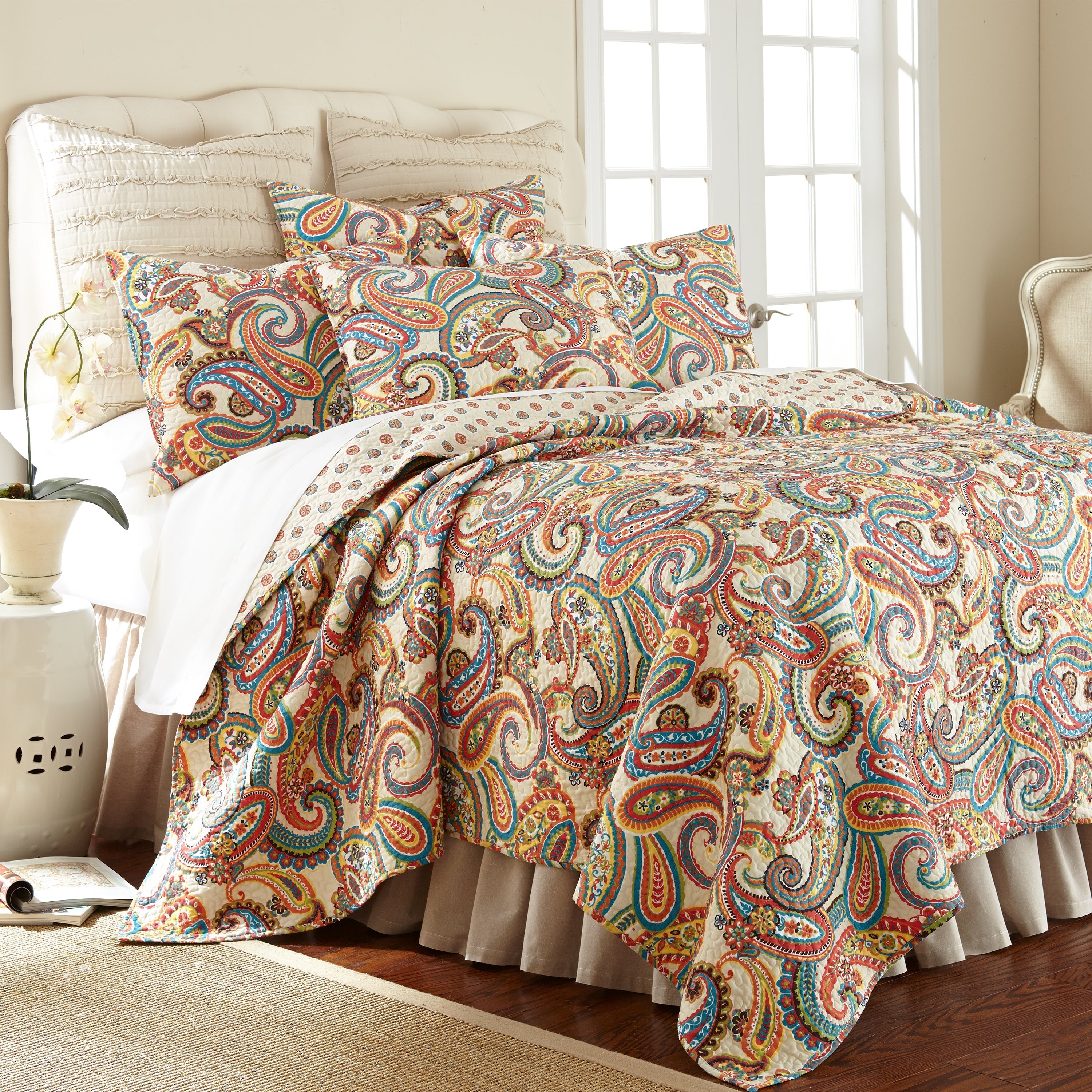 Pippa Floral Quilt Set - Full/Queen Quilt and Two Standard Pillow Shams  Pink - Levtex Home