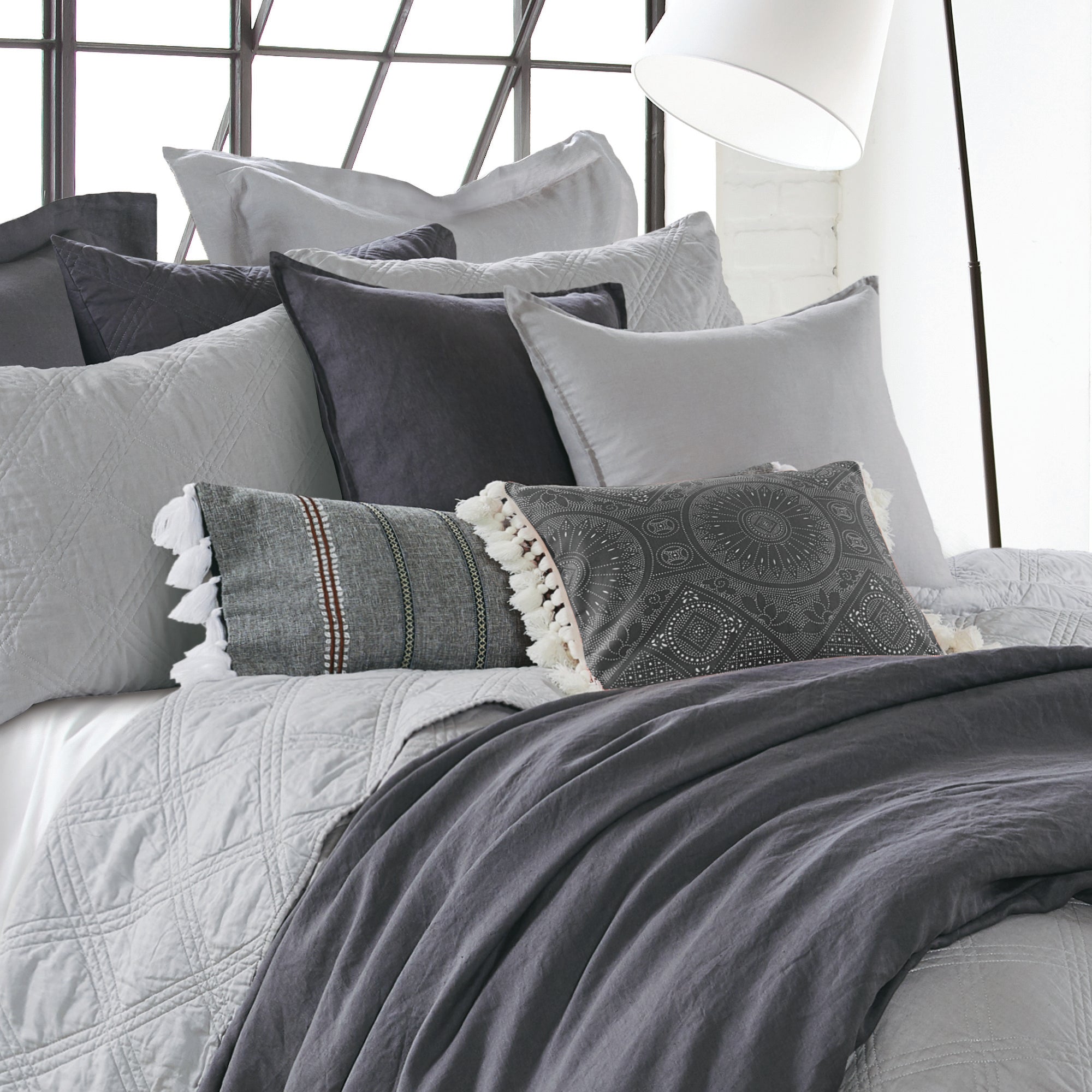 Levtex Home - Mills Waffle Grey Pewter Duvet Cover Set - King