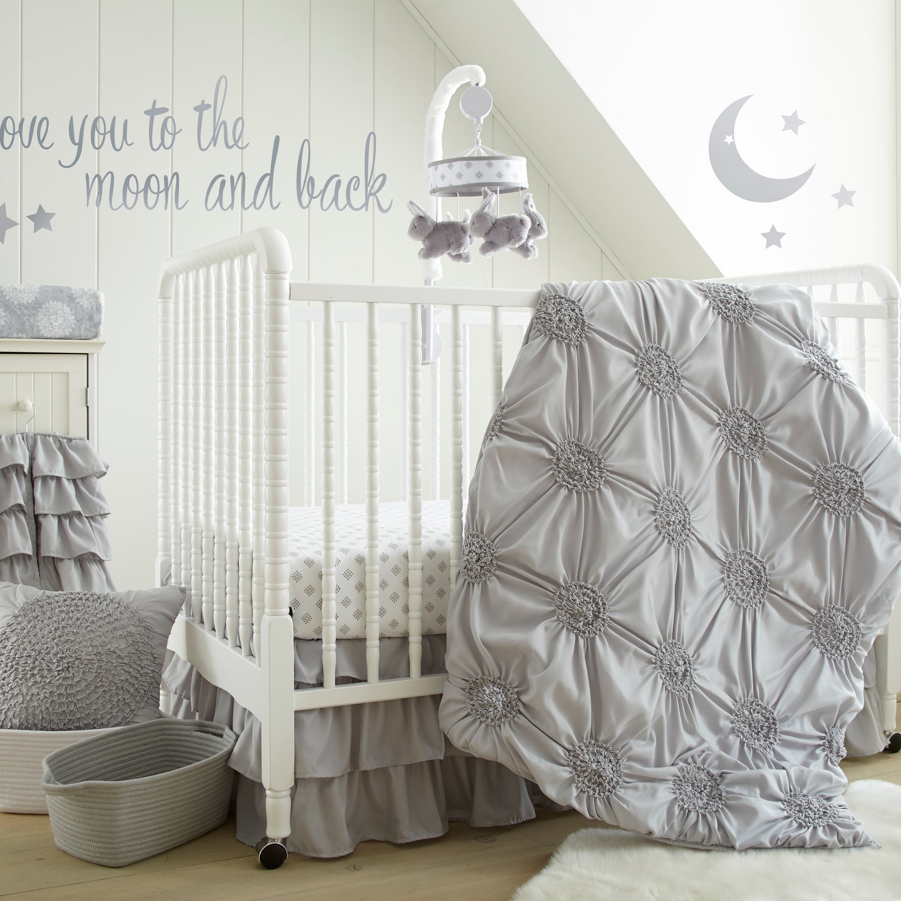 Levtex Baby - Drap-housse pour lit de bébé taupe et gris Bailey à thème de  la forêt.