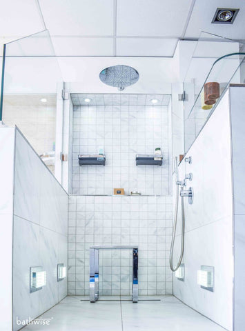 Pristine White Marbled Shower Design
