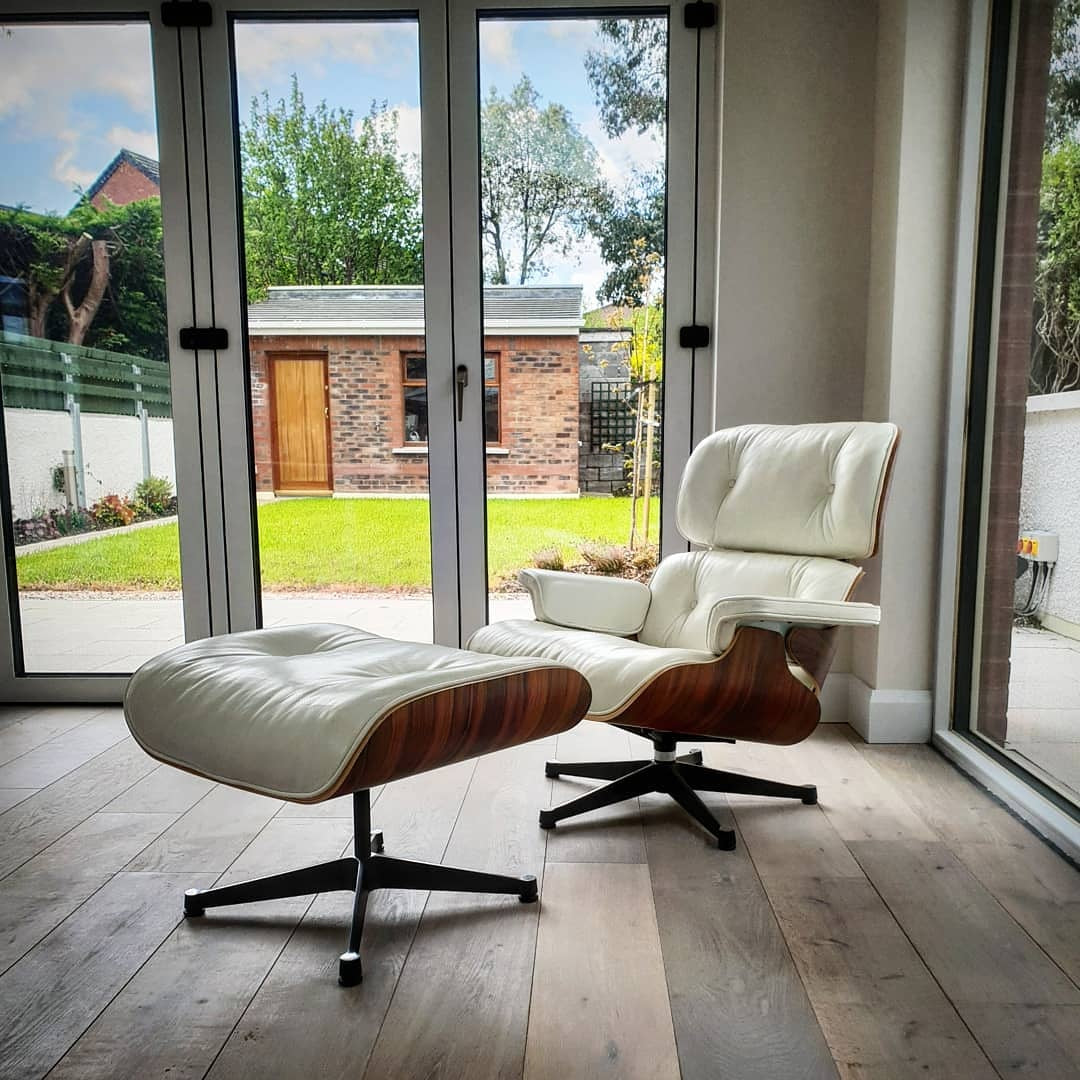 Sold out Eames Inspired Lounge Chair and Ottoman - Rosewood & White Le