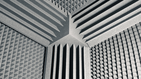 image of sound proof material adhered to a wall