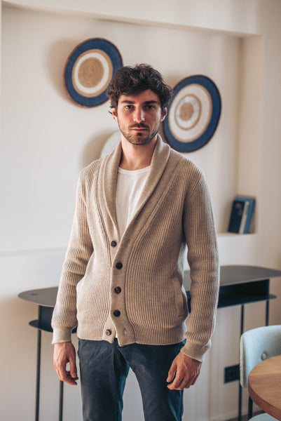 shawl collar cardigan