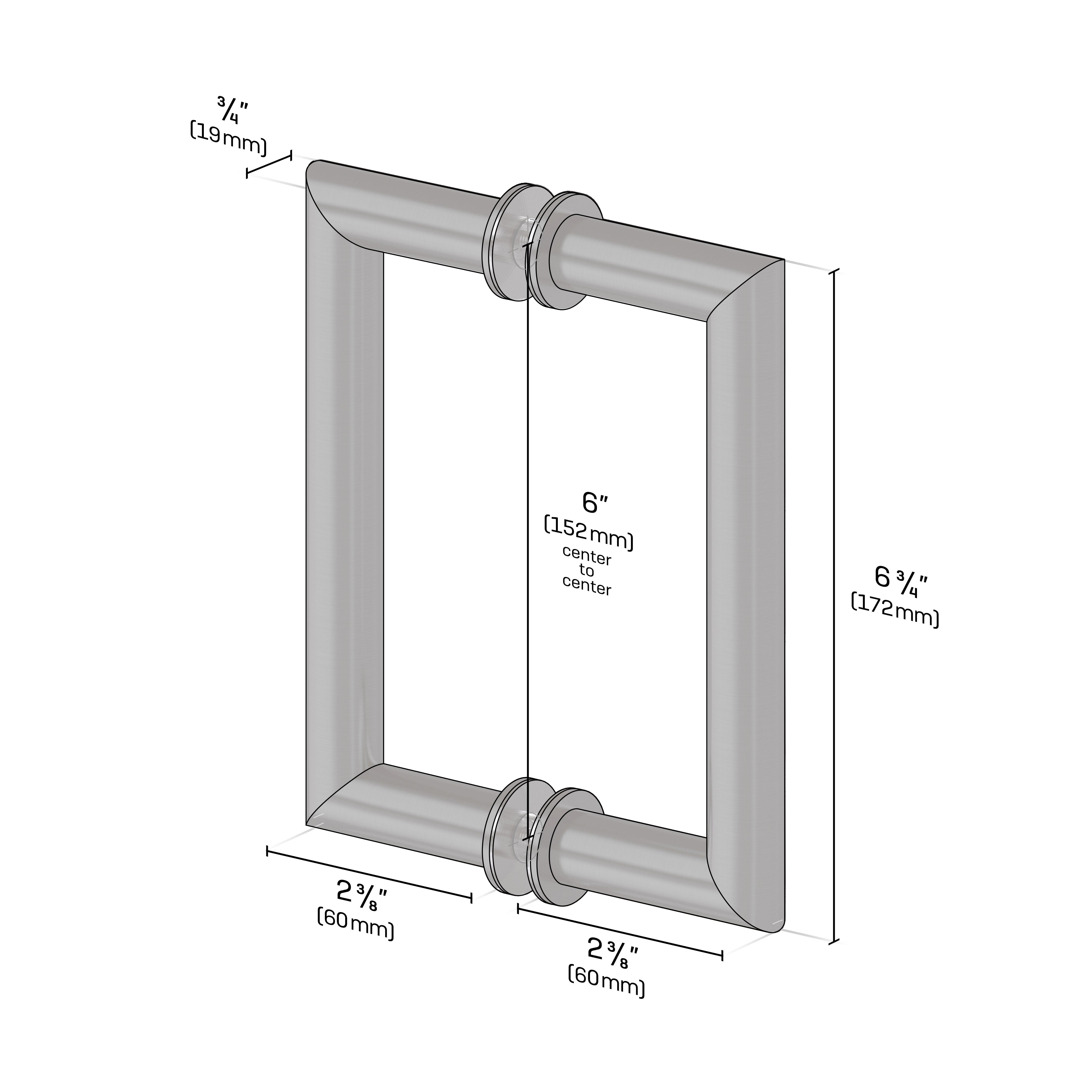 8" Round Tubing Mitered Corner Back-to-Back Pull Handle