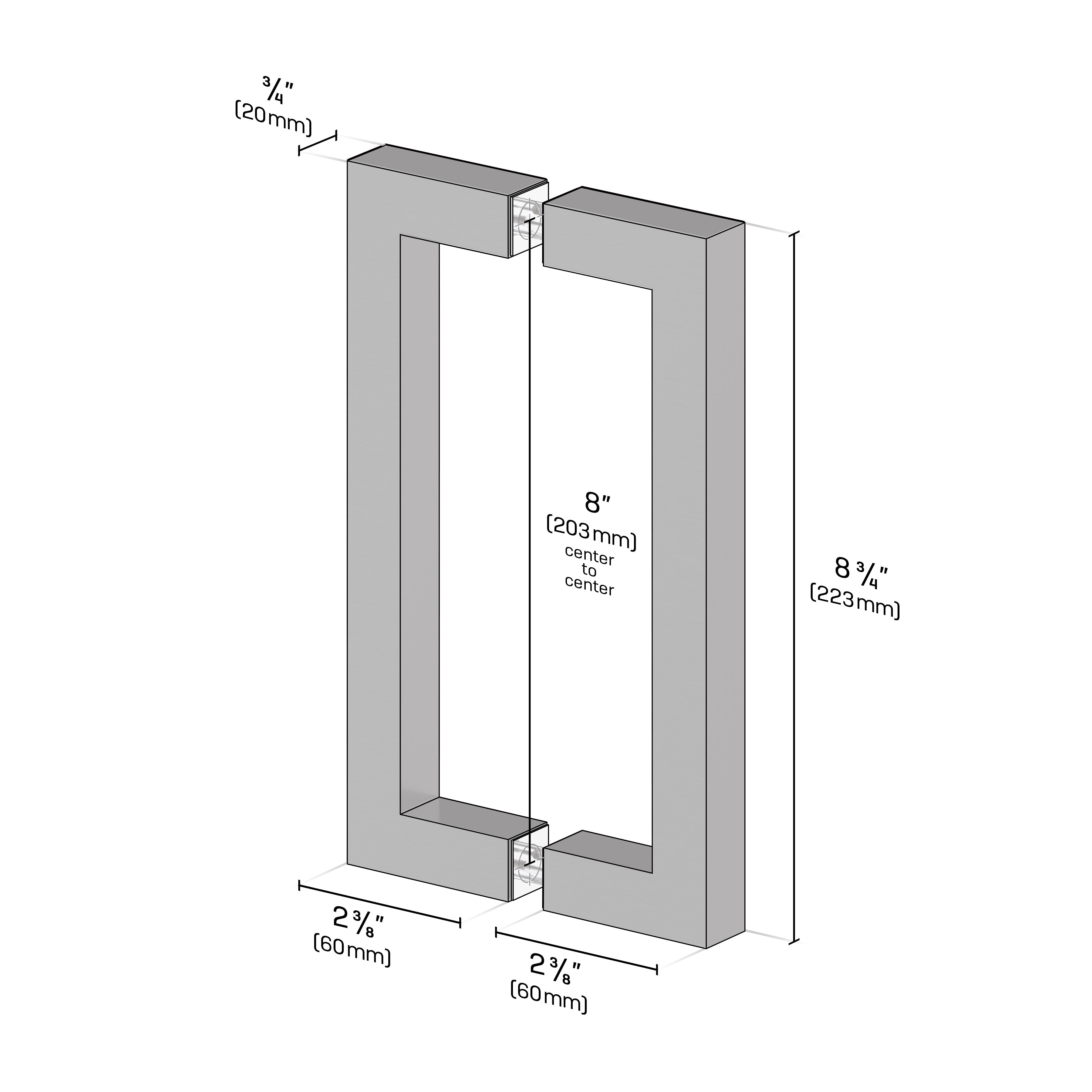 8" Square Tubing Back-to-Back Pull Handle