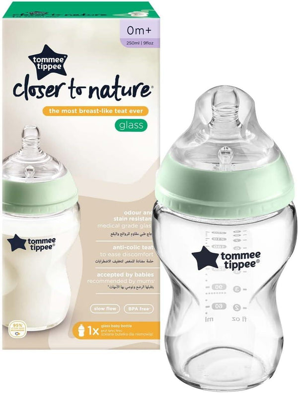Closer to Nature bottle 250 ml 0m+ glass slow flow Tommee Tippee