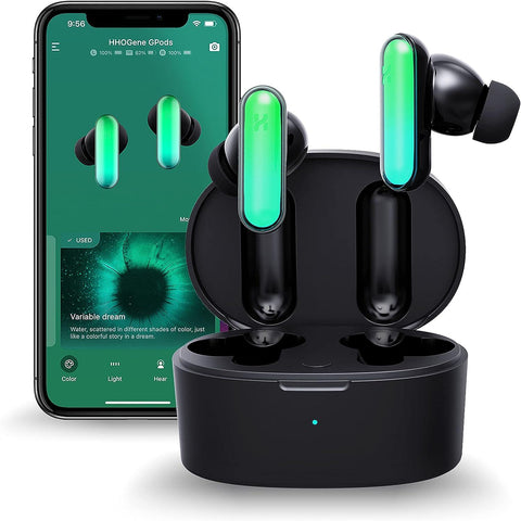 HHOGene GPods Colorful RGB Gaming Wireless Earbuds in Ear with Light Control and 4 Earbuds Shells,ANC Bluetooth Rainbow Earphones IPX4 Sweatproof Sport Hiking Traveling for iPhone & Android - Zrafh.com - Your Destination for Baby & Mother Needs in Saudi Arabia