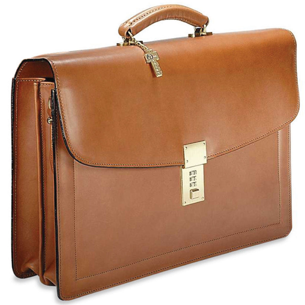 leather flapover briefcase