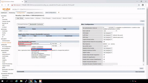 set bandwidth contracts