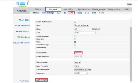 2.4 ghz wlan setup