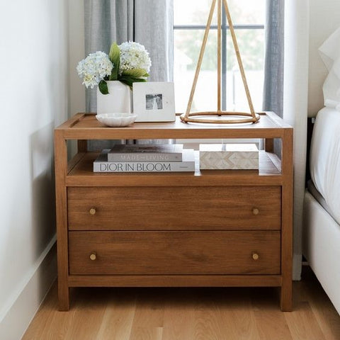 Crate and Barrel Kean Charging Nightstand in Driftwood