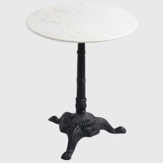 Cost Plus World Market Round White Marble and Black Metal Bistro Side Table