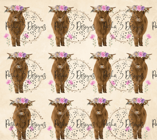 Highland Cows & Orange Flowers-- Multiple Colors – Evie and Ellie