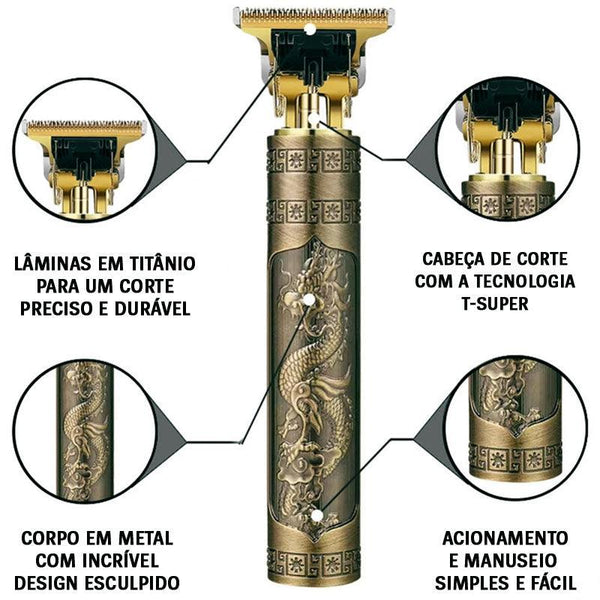 A máquina de cortar cabelo e barbeador profissional vintage é a solução perfeita para quem busca estilo e praticidade em casa.  Com tecnologia de lâminas exclusivas, oferece cortes precisos e acabamentos impecáveis.  Ideal para todos os tipos de cabelo e barba, é o dispositivo perfeito para ter o visual perfeito sem sair de casa.