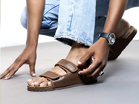 Parallel Cookie Brown Cork Sandals For Men
