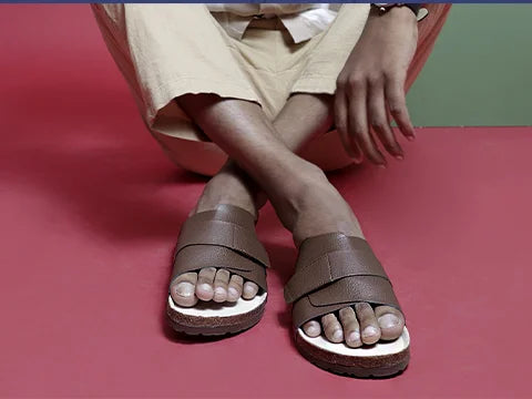 Double Layered Cookie Brown Cork Sandals