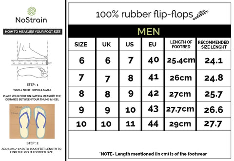 size chart for men rubber slippers