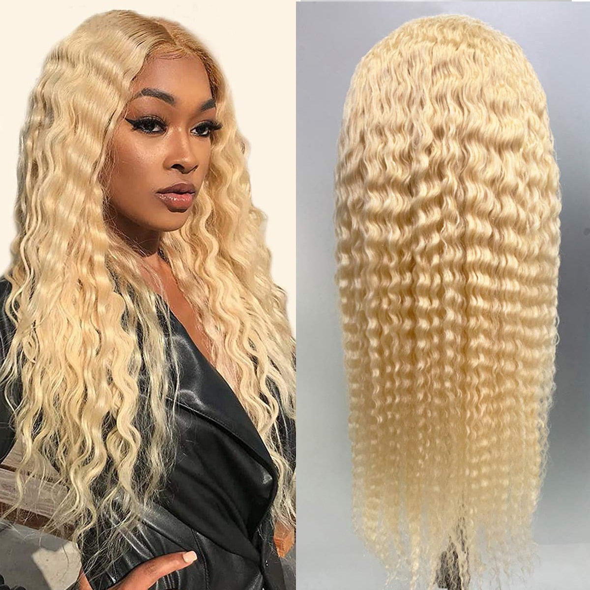 Full Lace Wigs Human Hair Deep Wave 30 inch 613 Honey Full Lace Human Hair Wigs Pre Plucked Remy Hai