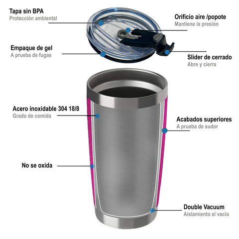 Vaso Termo Acero Inoxidable 20oz 590ml C/tapa Travessa Negro