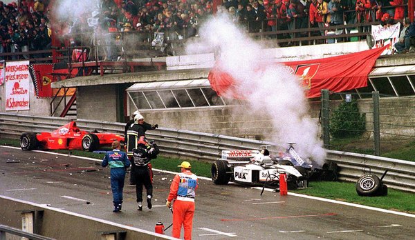 1998 - Schumacher and Coulthard Clash on and off the track