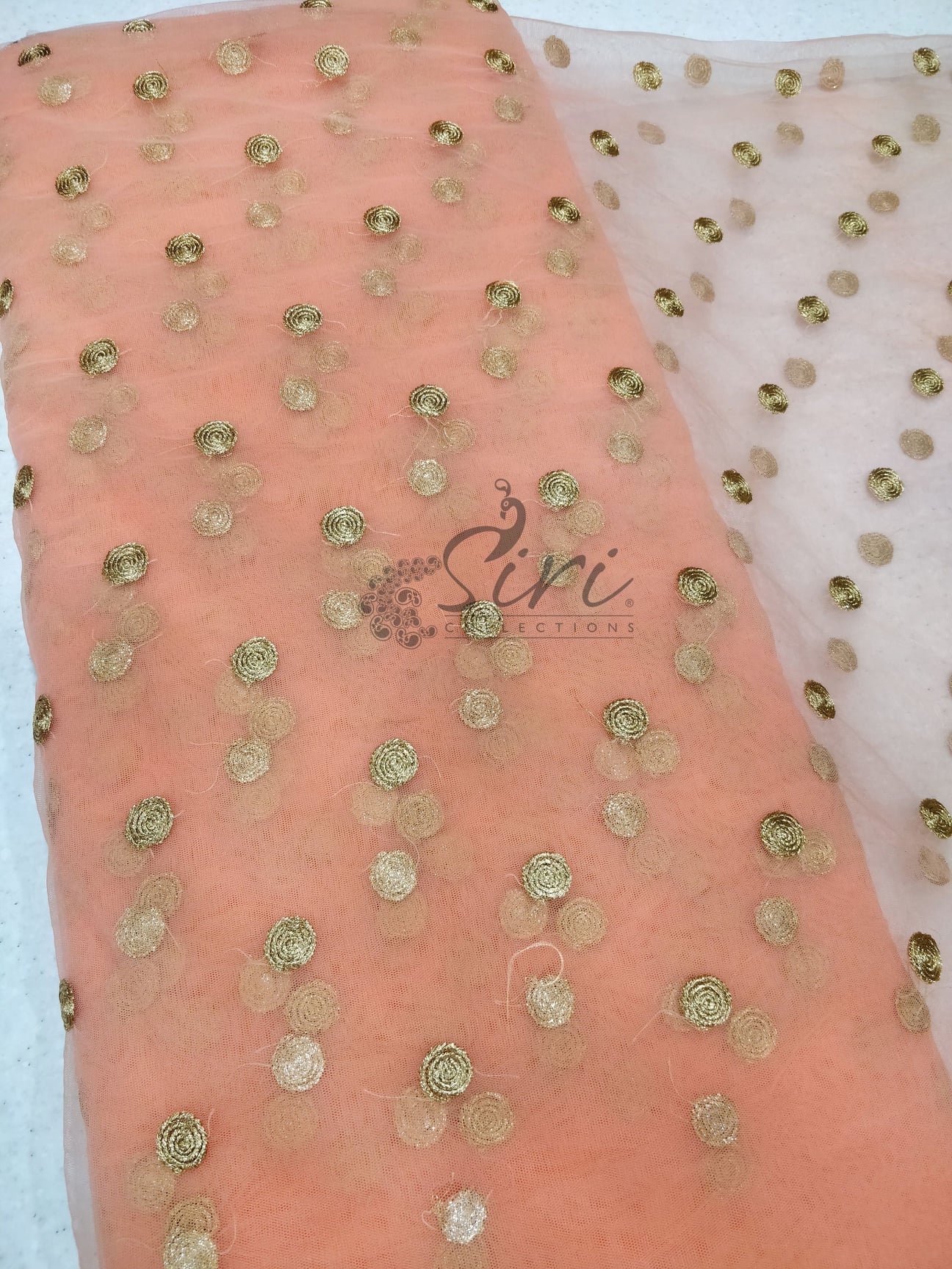 Pretty Peach Long Frock With Cut Work Dupatta – Siri Collections