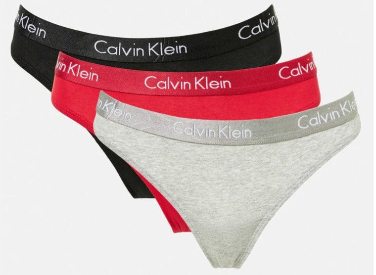 Calvin Klein Underwear Women's Motive Cotton Thong 3 Pack - Black/Whit