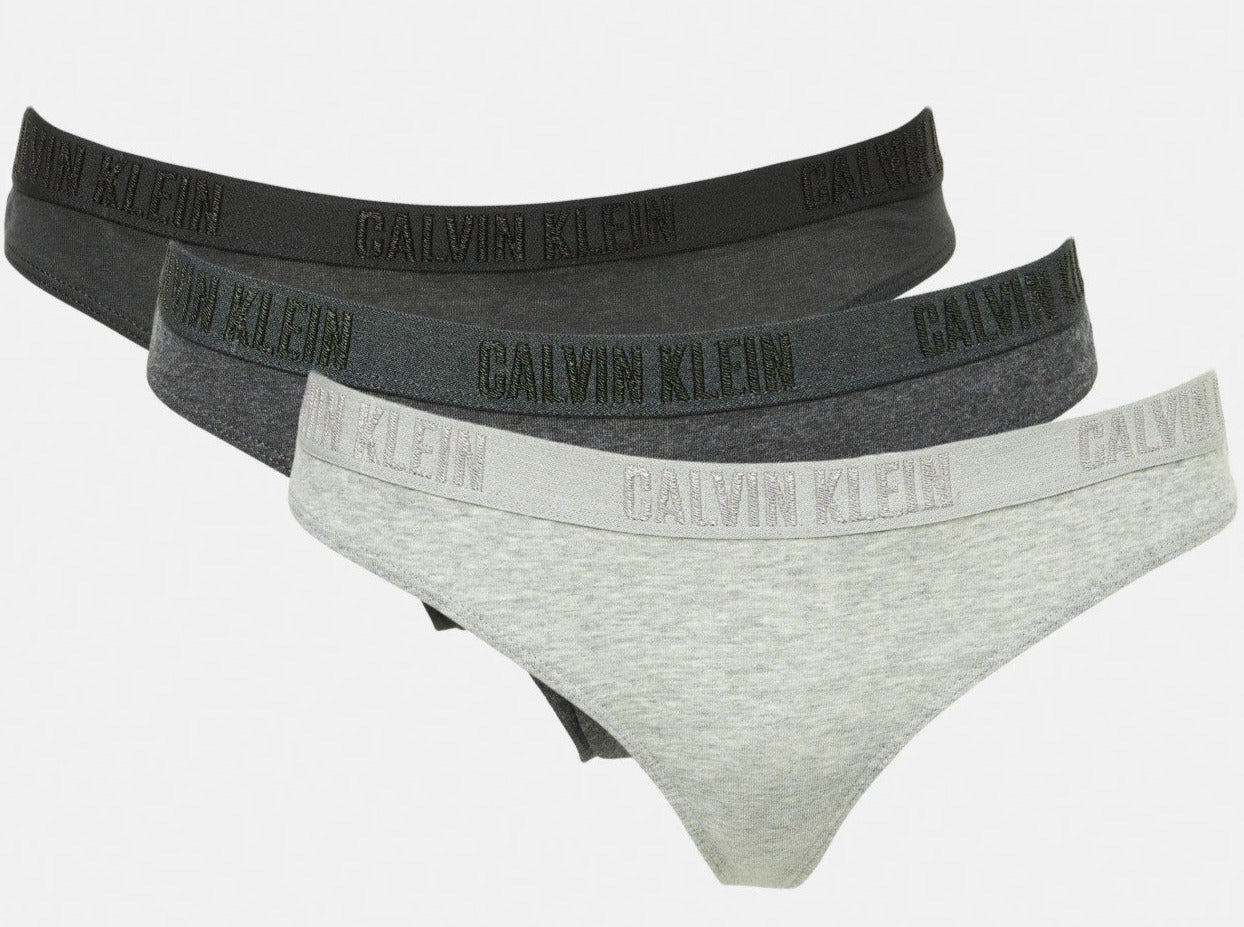 Calvin Klein Women's Carousel Thong/String 3-Pack - Charcoal/Red