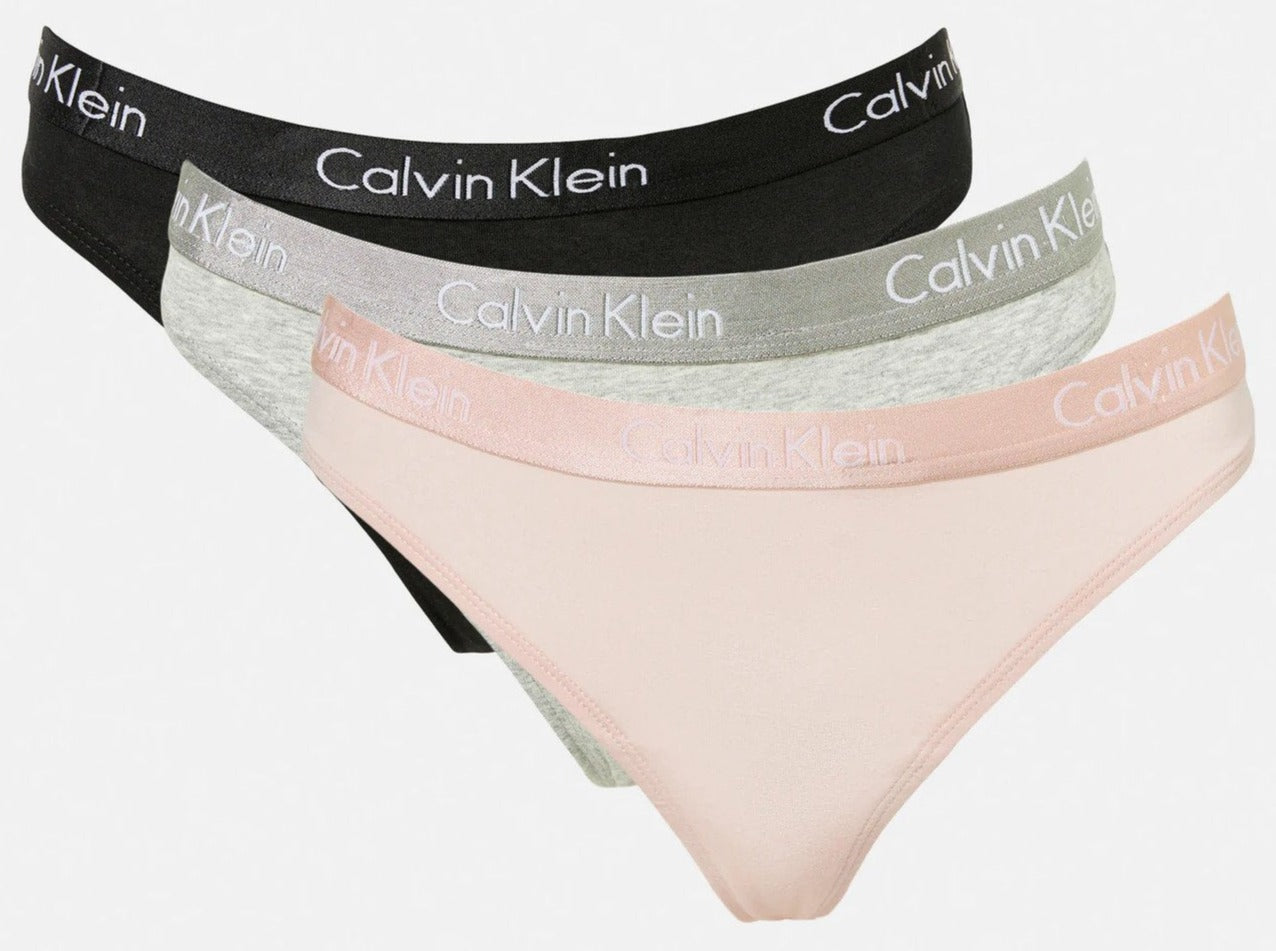 Calvin Klein Women's Carousel Thong/String 3-Pack - Black/Grey