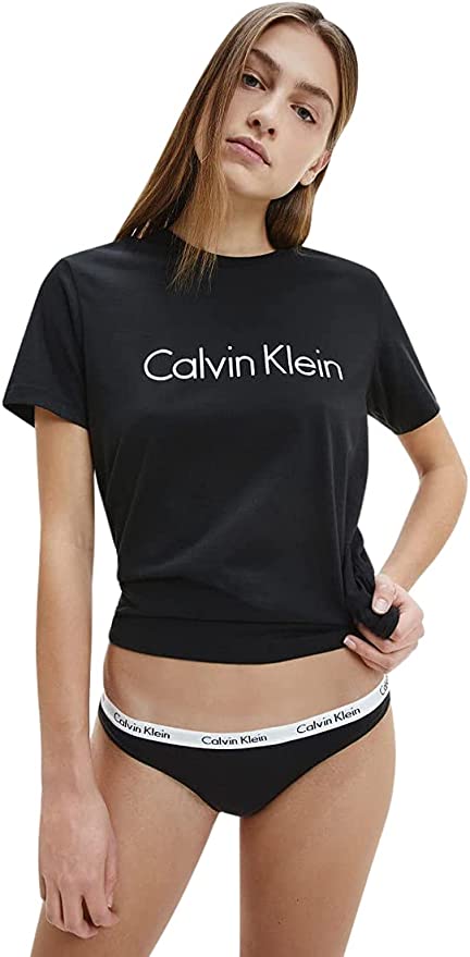 Calvin Klein Underwear Women's Motive Cotton Thong 3 Pack - Black/Nymp