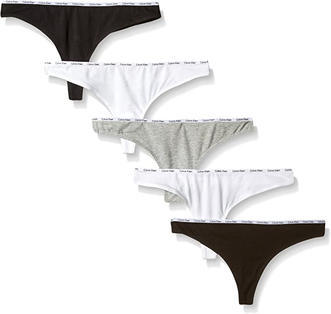 Calvin Klein Underwear Women's Motive Cotton Thong 3 Pack - Black/Nymp