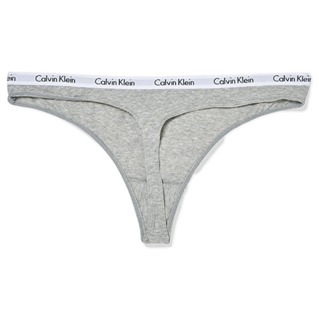 Calvin Klein - Womens Motive Cotton Thong 3Pk - Black/ Charcoal Heather/  Nymph'S Thigh - Onceit