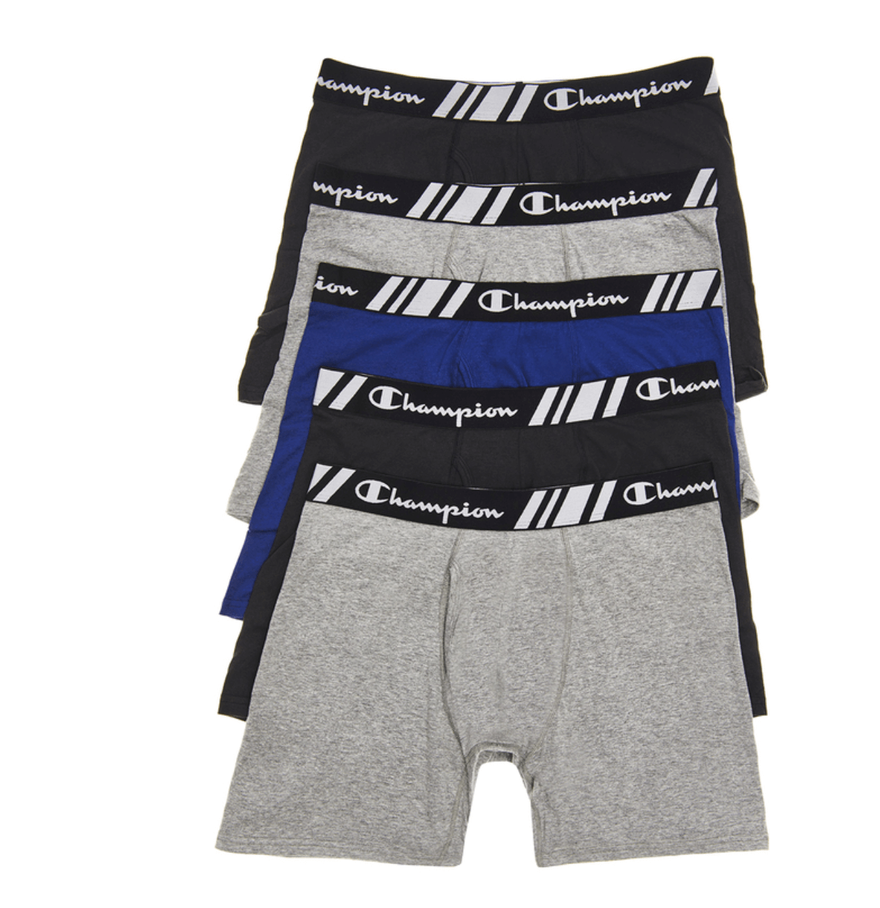 Champion Men's Elite X-Temp Double Dry Technology Boxer Briefs Underwear 5  Pack - Black/Grey/Blue<!-- -->