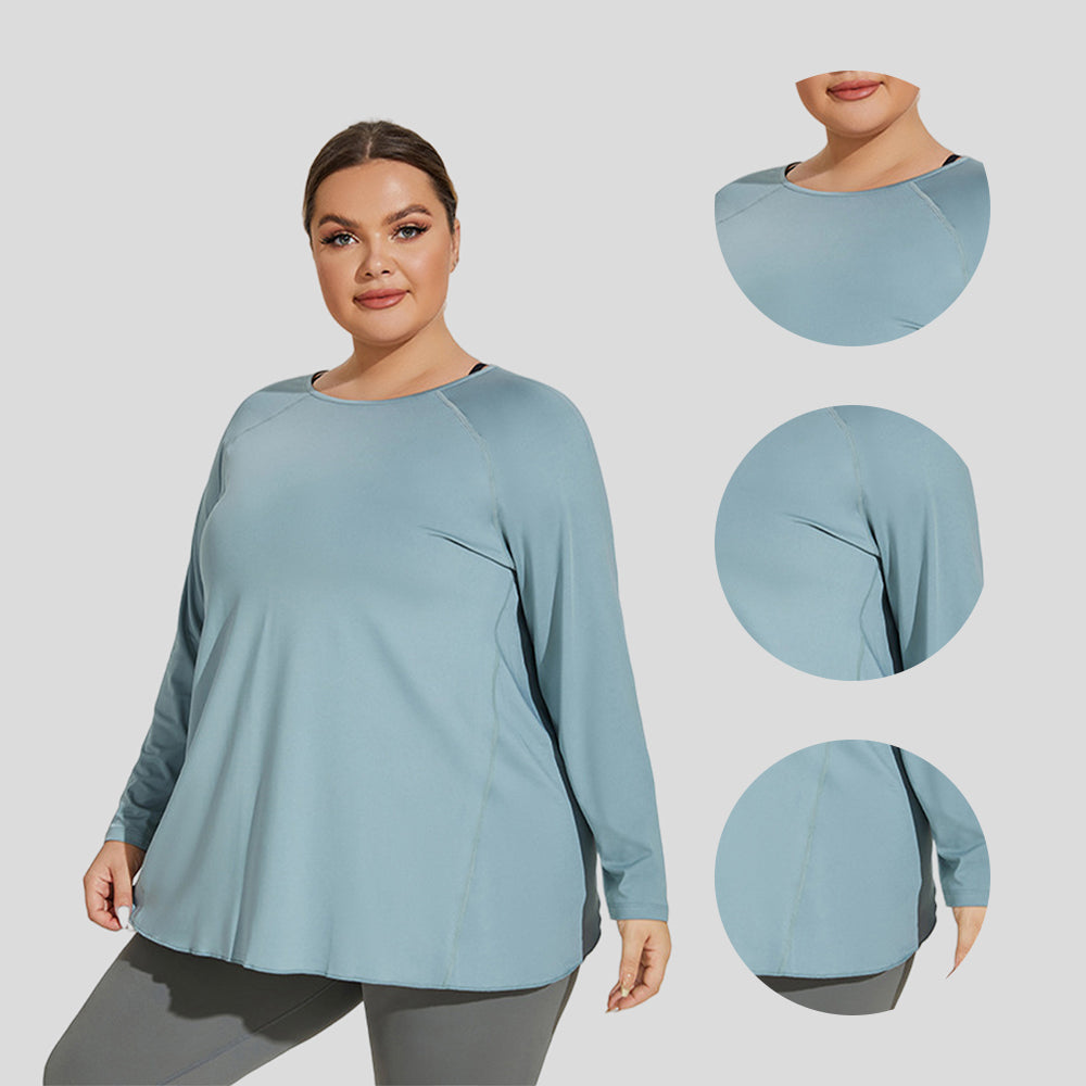 Women Plus Size Long Sleeve Fitness Shirt Breathable Yoga T-Shirt